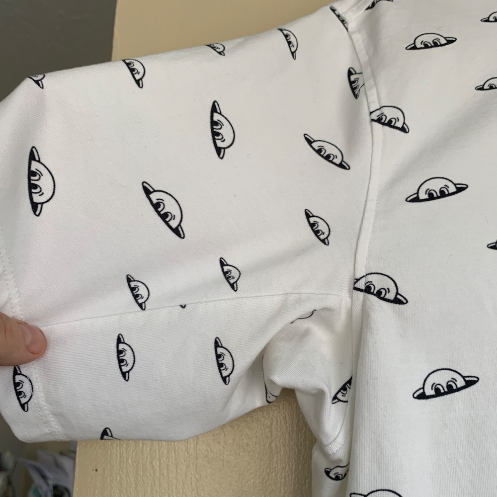 Radmor Men's Polo Golf Shirt Sz.M Pima Cotton White Blue Graphic Golf Ball Print - Picture 5 of 10